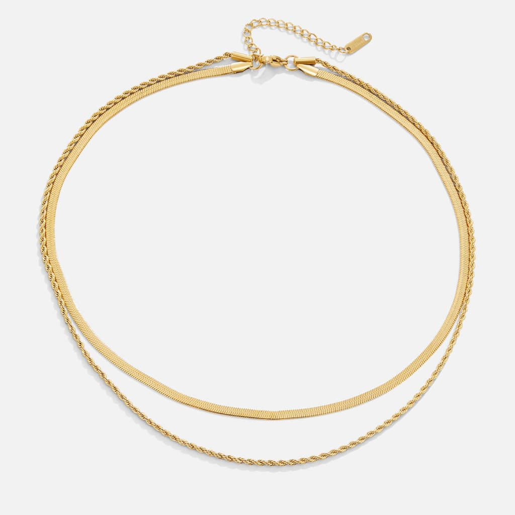 Layered Necklace with Snake and Rope Chains