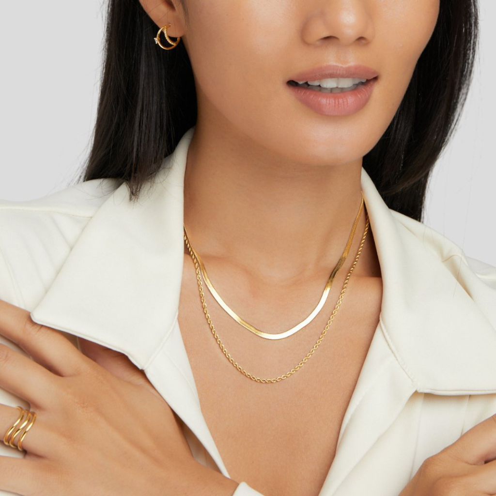 Layered Necklace with Snake and Rope Chains