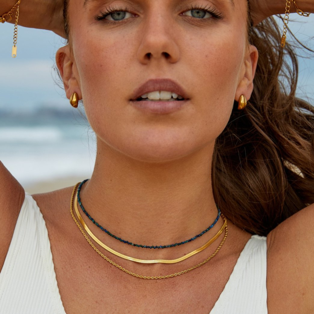 Layered Necklace with Snake and Rope Chains