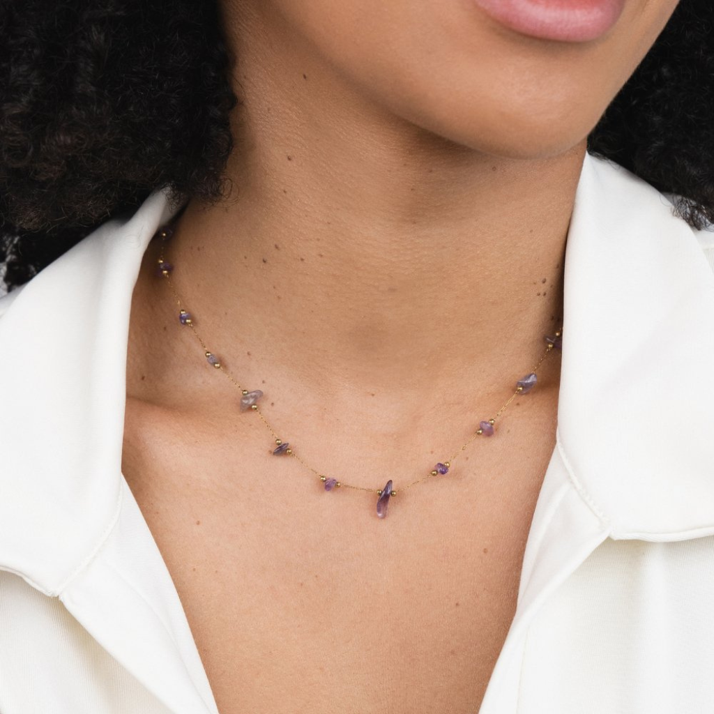 Necklace with Amethyst Crystal Beads