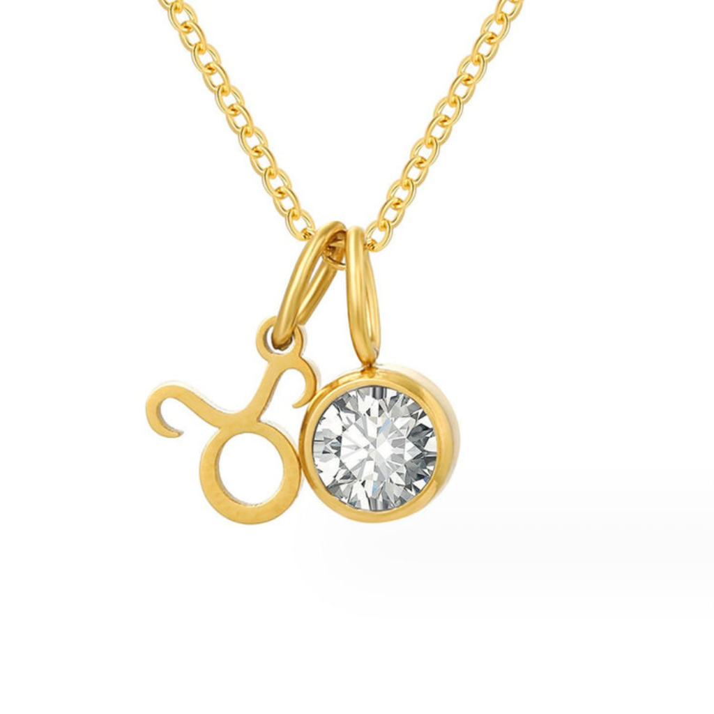 Zodiac Necklace with Birthstone Charm