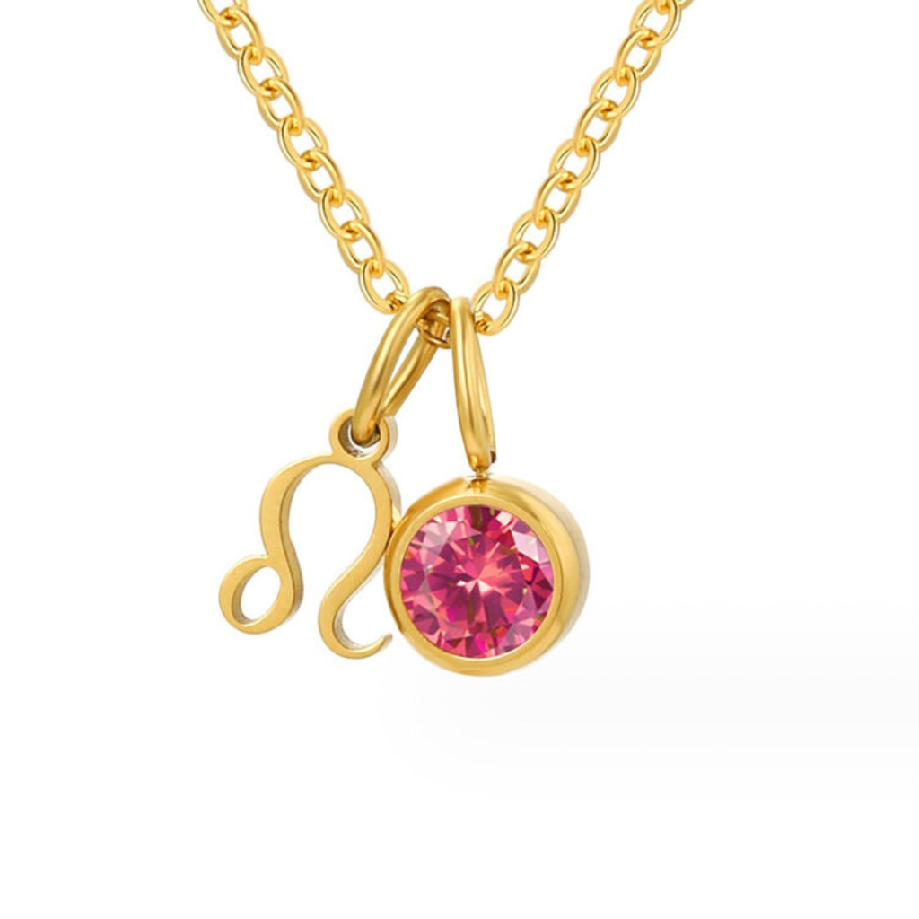 Zodiac Necklace with Birthstone Charm