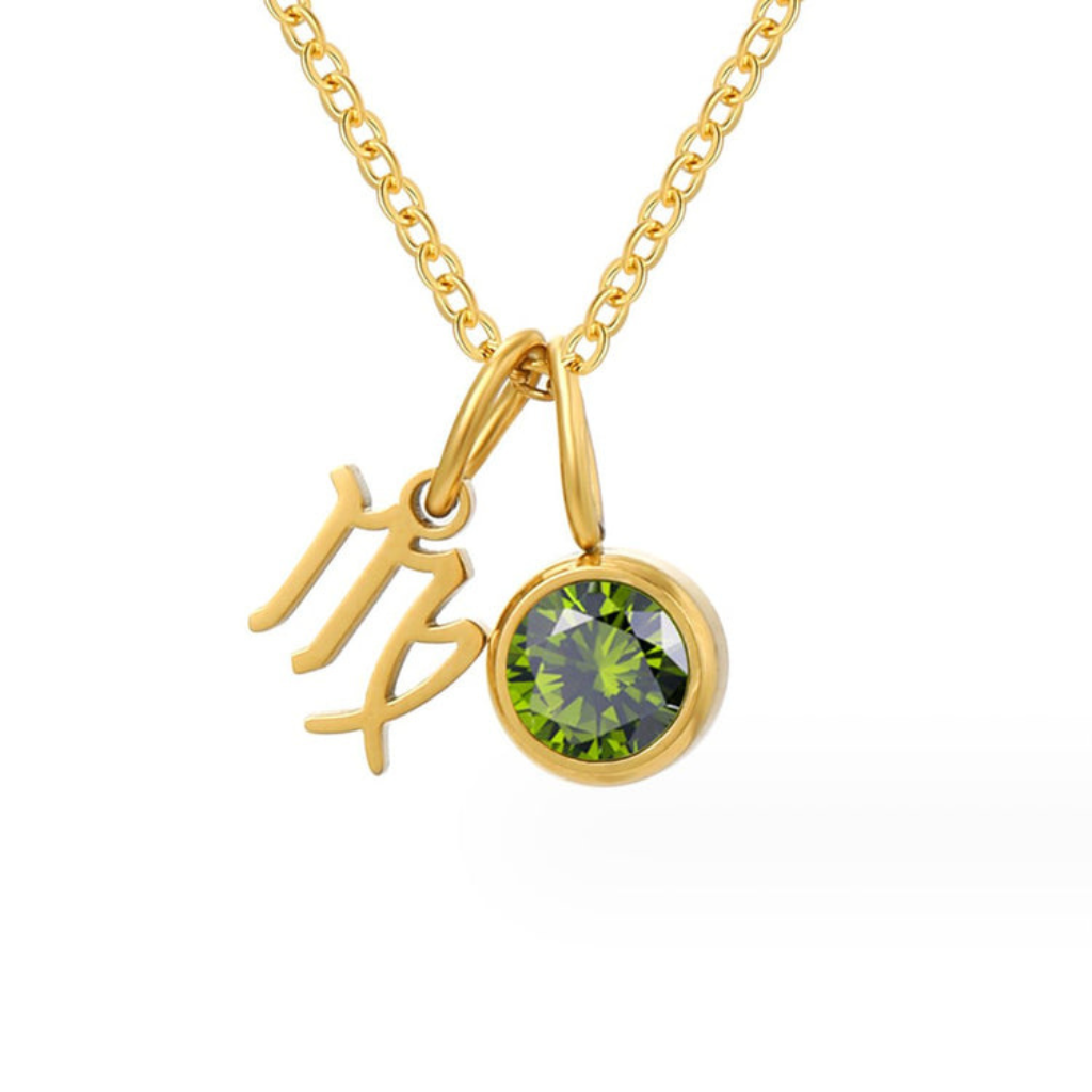 Zodiac Necklace with Birthstone Charm