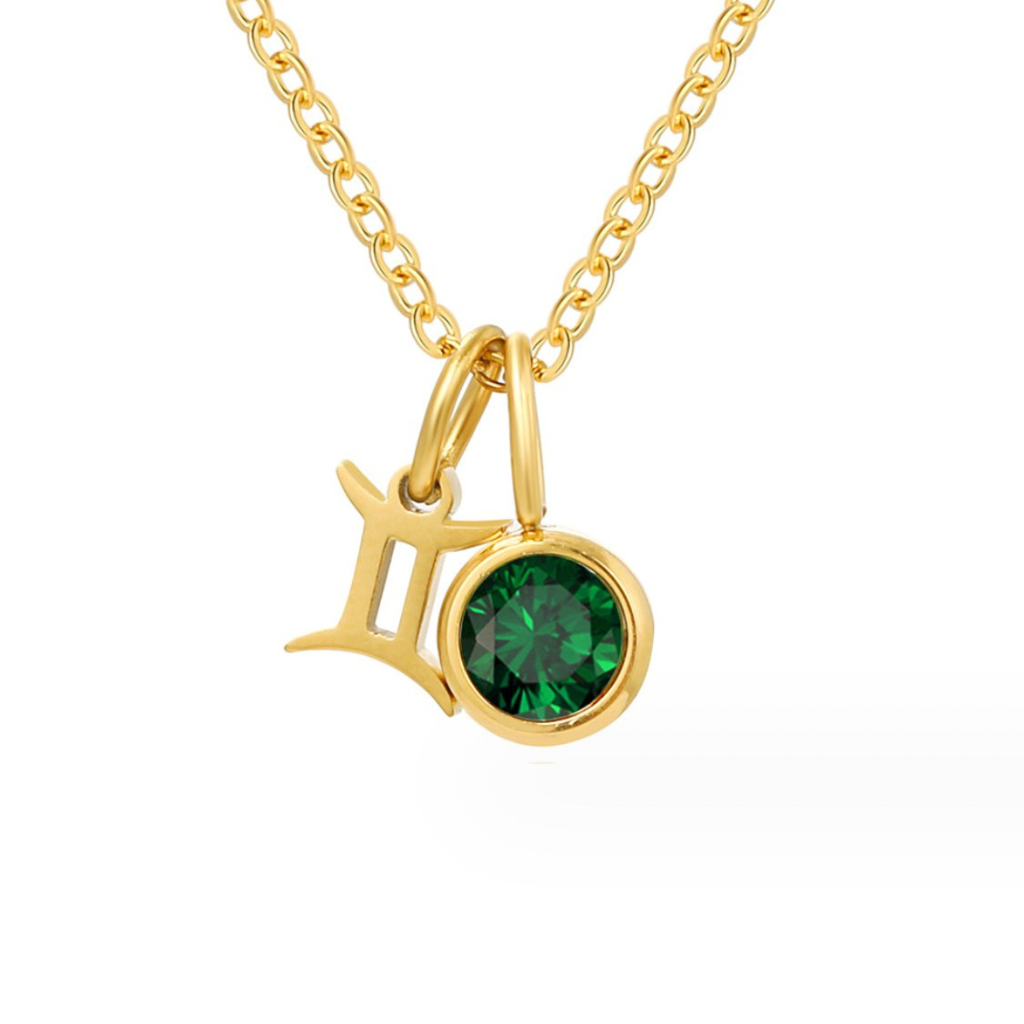 Zodiac Necklace with Birthstone Charm