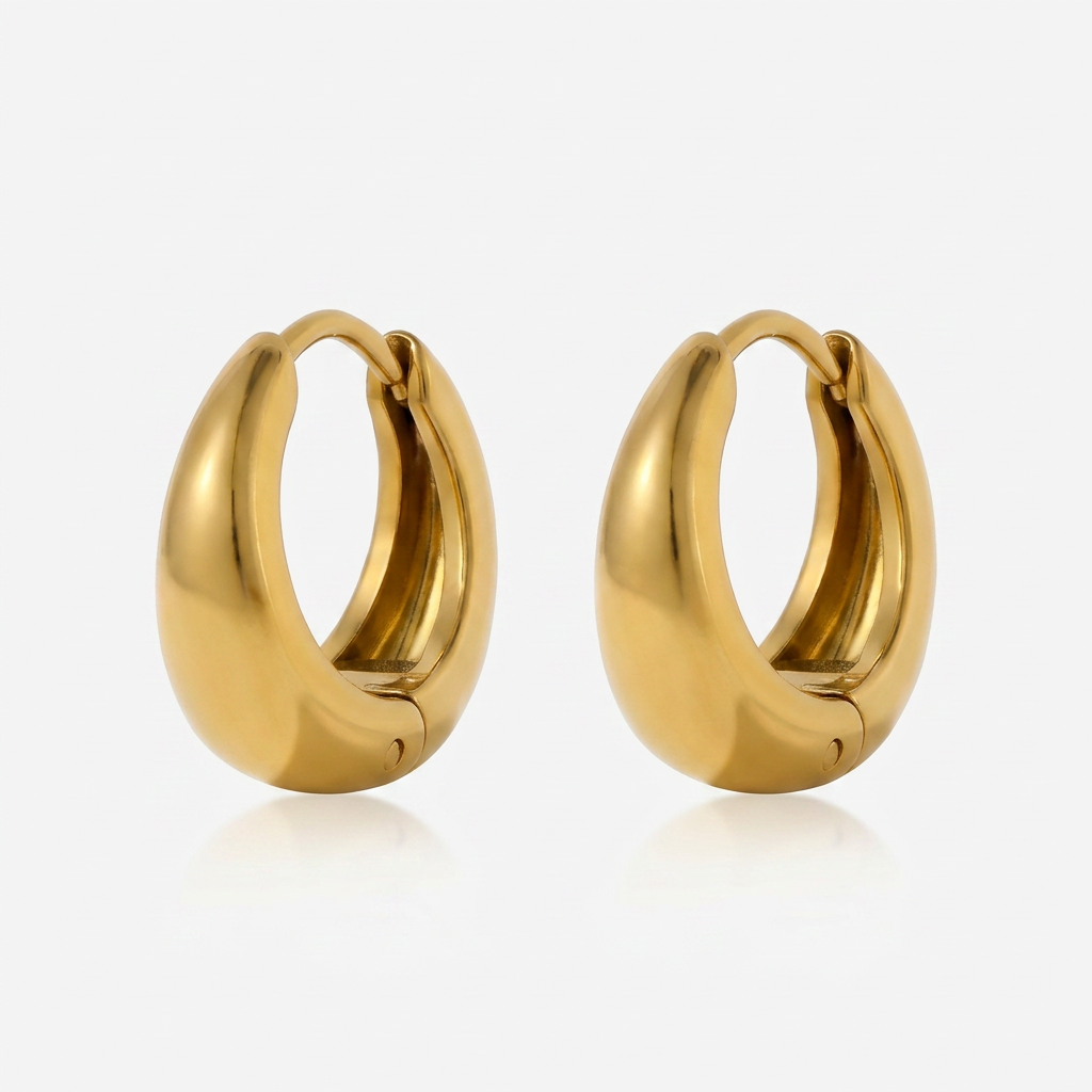 Chunky Hoop Earrings with Rounded Form