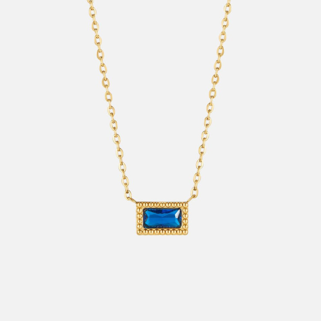 Birthstone Necklace with Baguette Crystal
