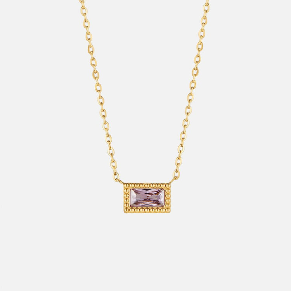 Birthstone Necklace with Baguette Crystal
