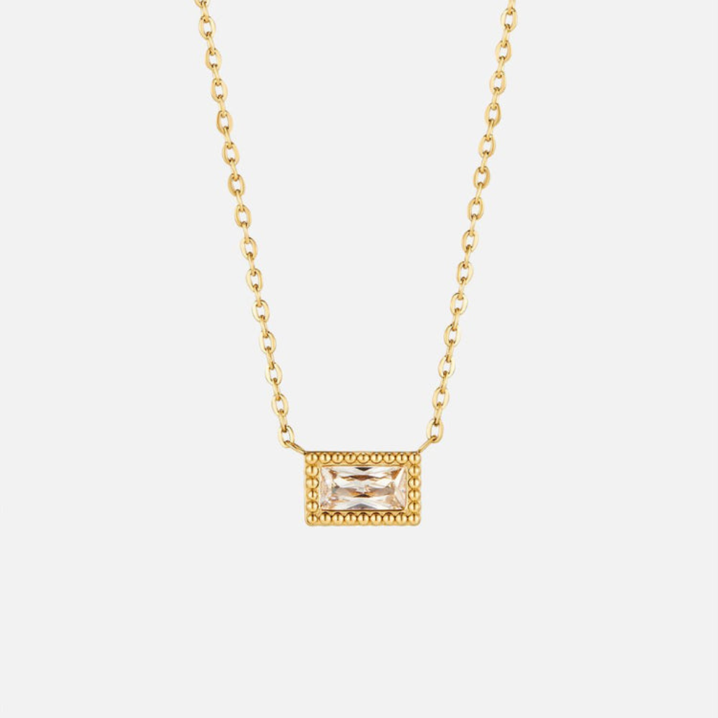 Birthstone Necklace with Baguette Crystal