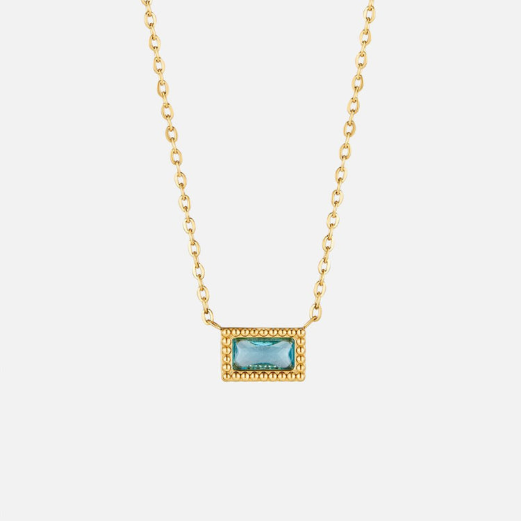 Birthstone Necklace with Baguette Crystal