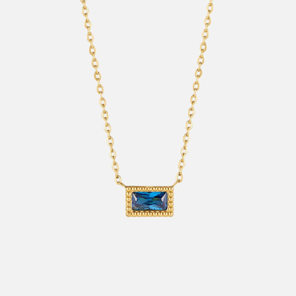 Birthstone Necklace with Baguette Crystal