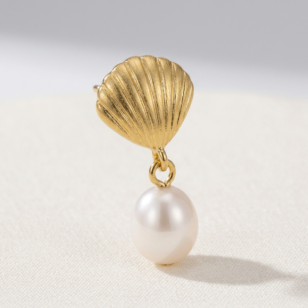 Shell and Starfish Drop Earrings with Freshwater Pearl