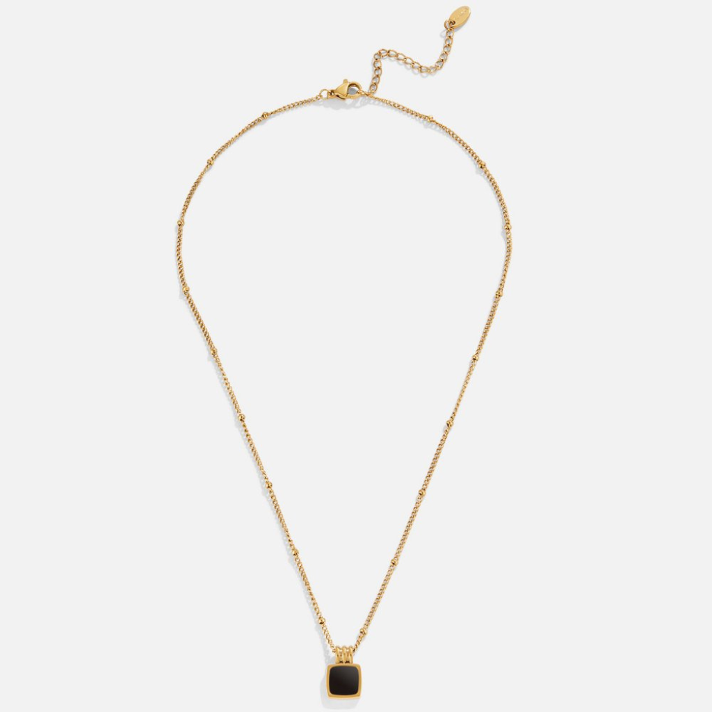 Pendant Necklace with Black Square Stone