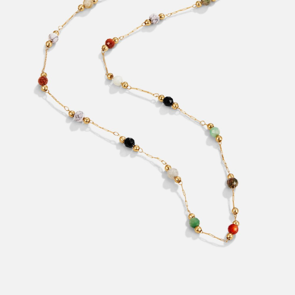 Beaded Necklace with Natural Stone Accents