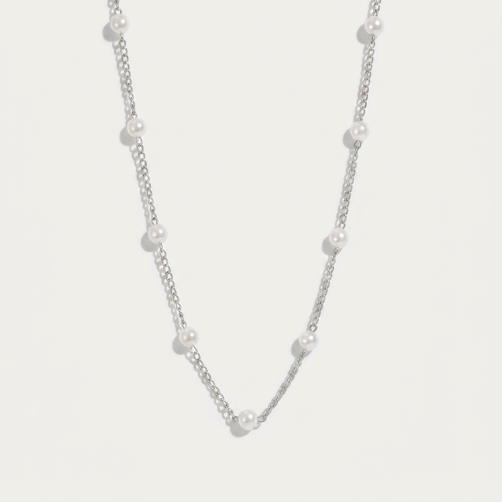 Pearl Chain Necklace with Spaced Beads