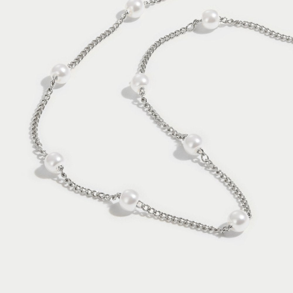 Pearl Chain Necklace with Spaced Beads