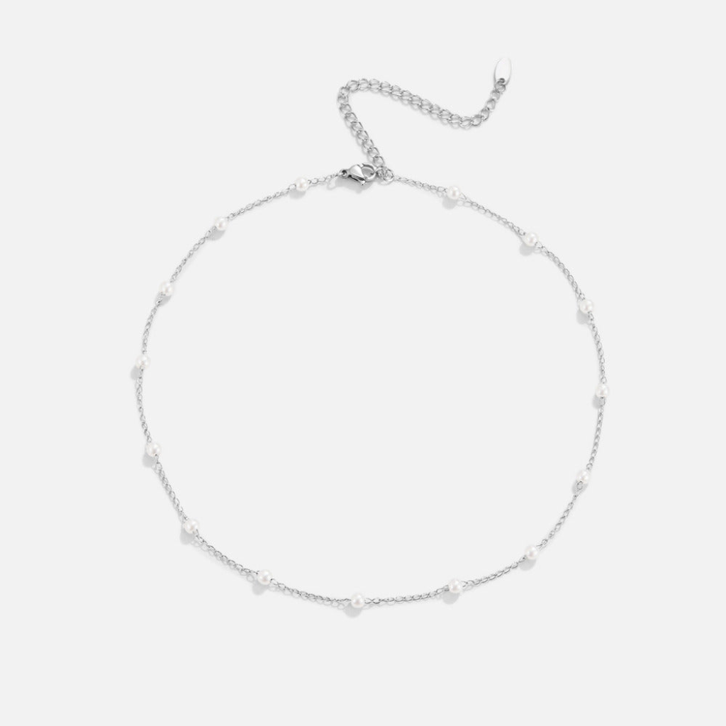 Pearl Chain Necklace with Spaced Beads