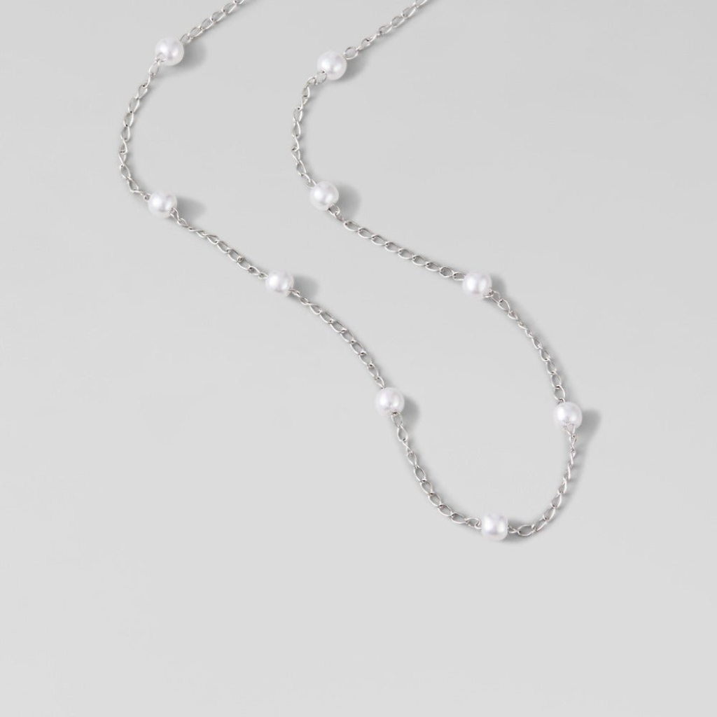 Pearl Chain Necklace with Spaced Beads
