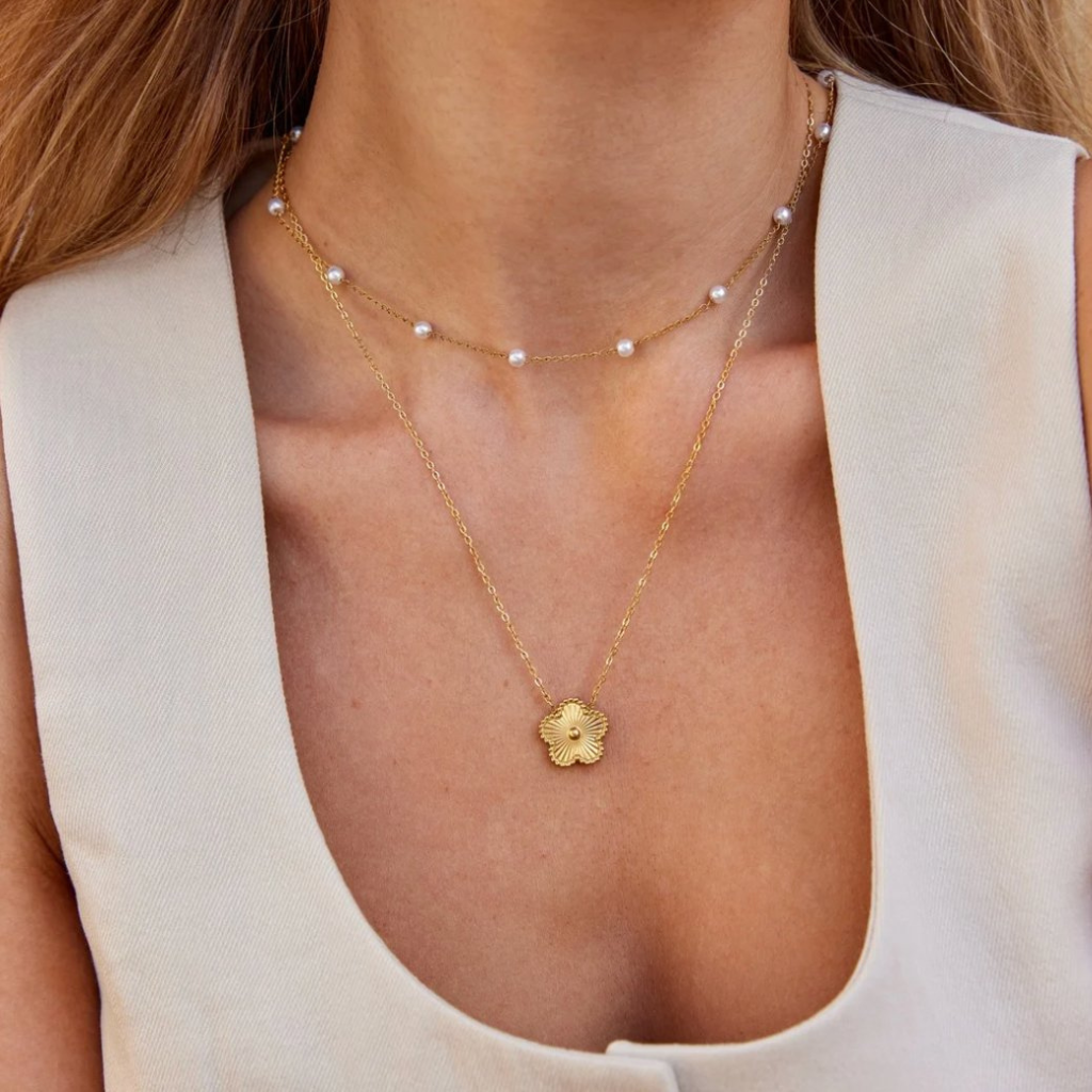 Pearl Chain Necklace with Spaced Beads