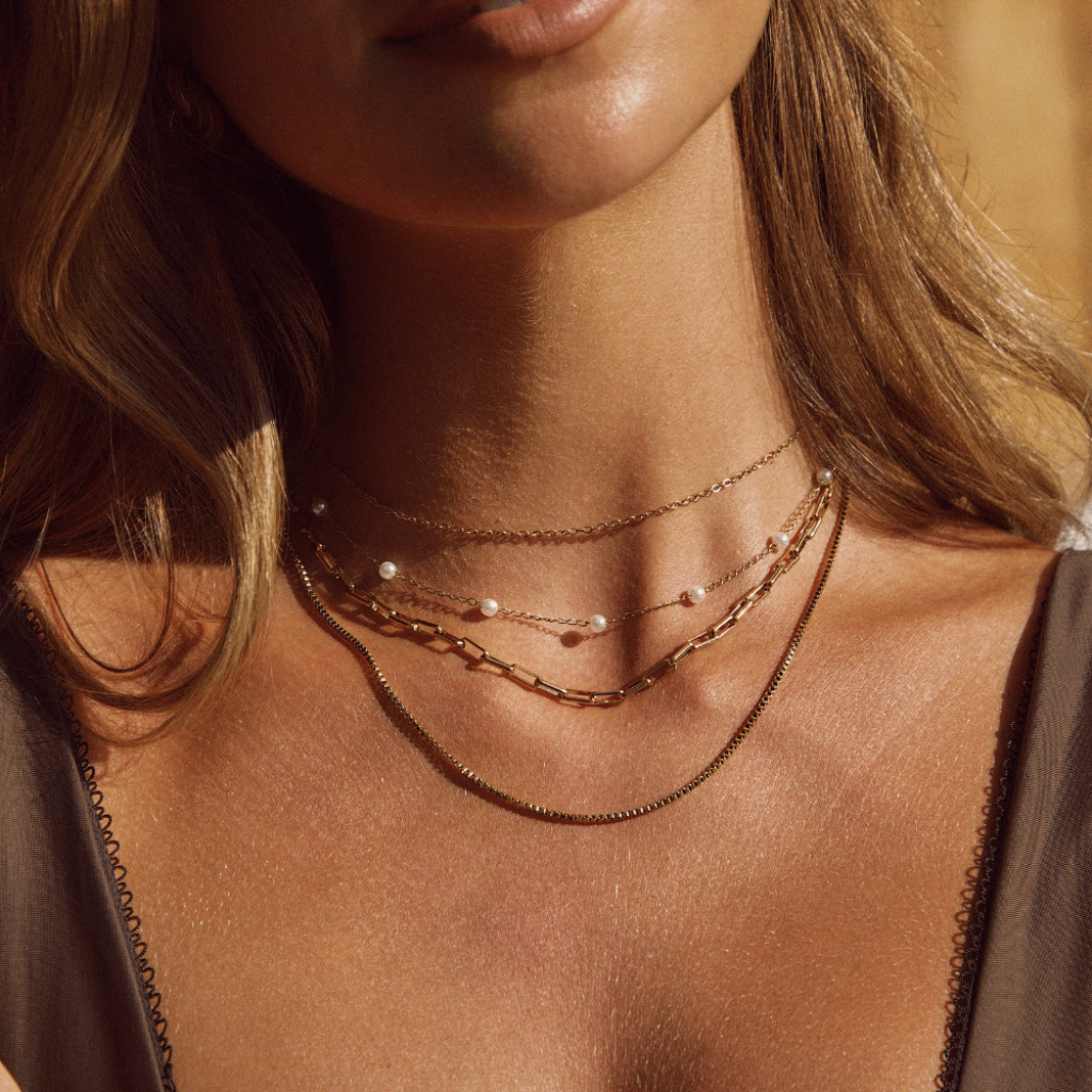 Pearl Chain Necklace with Spaced Beads