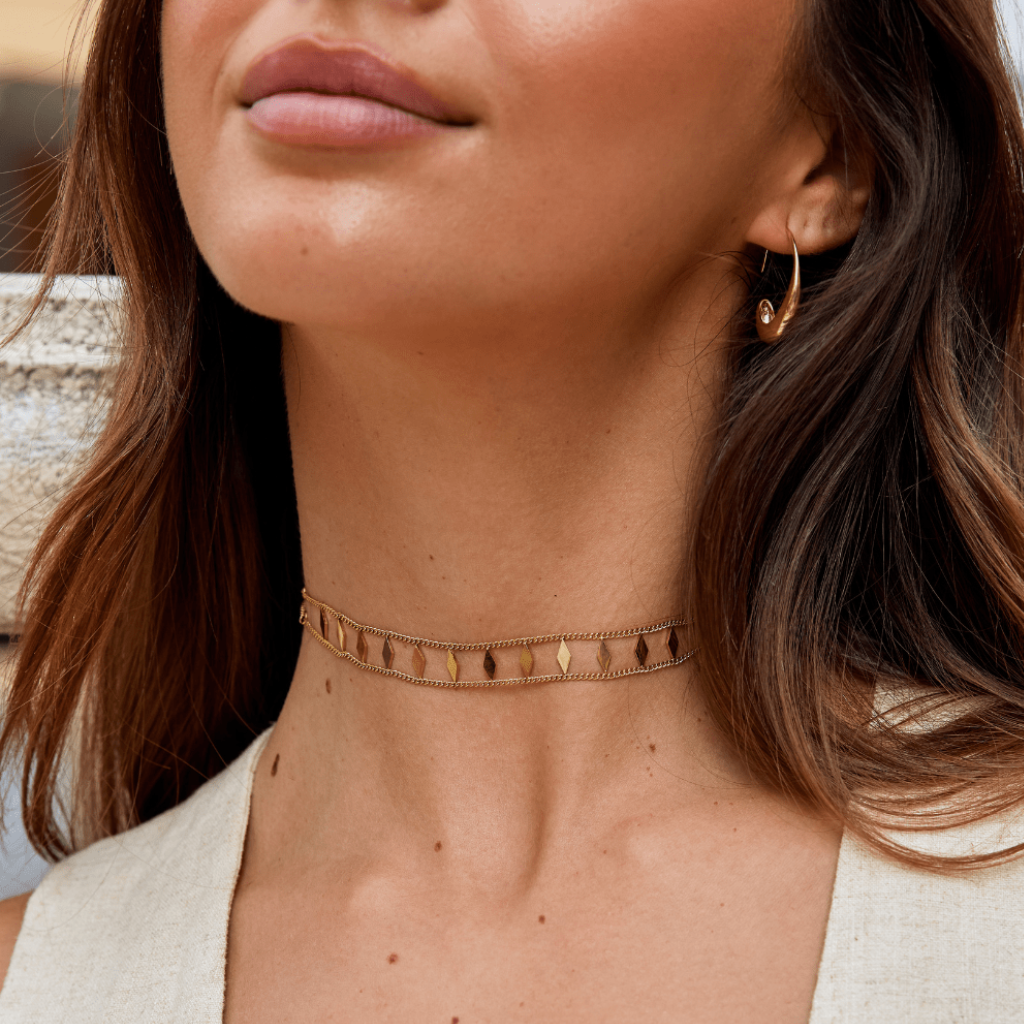 Gold Choker Necklace with Minimalist Band Design