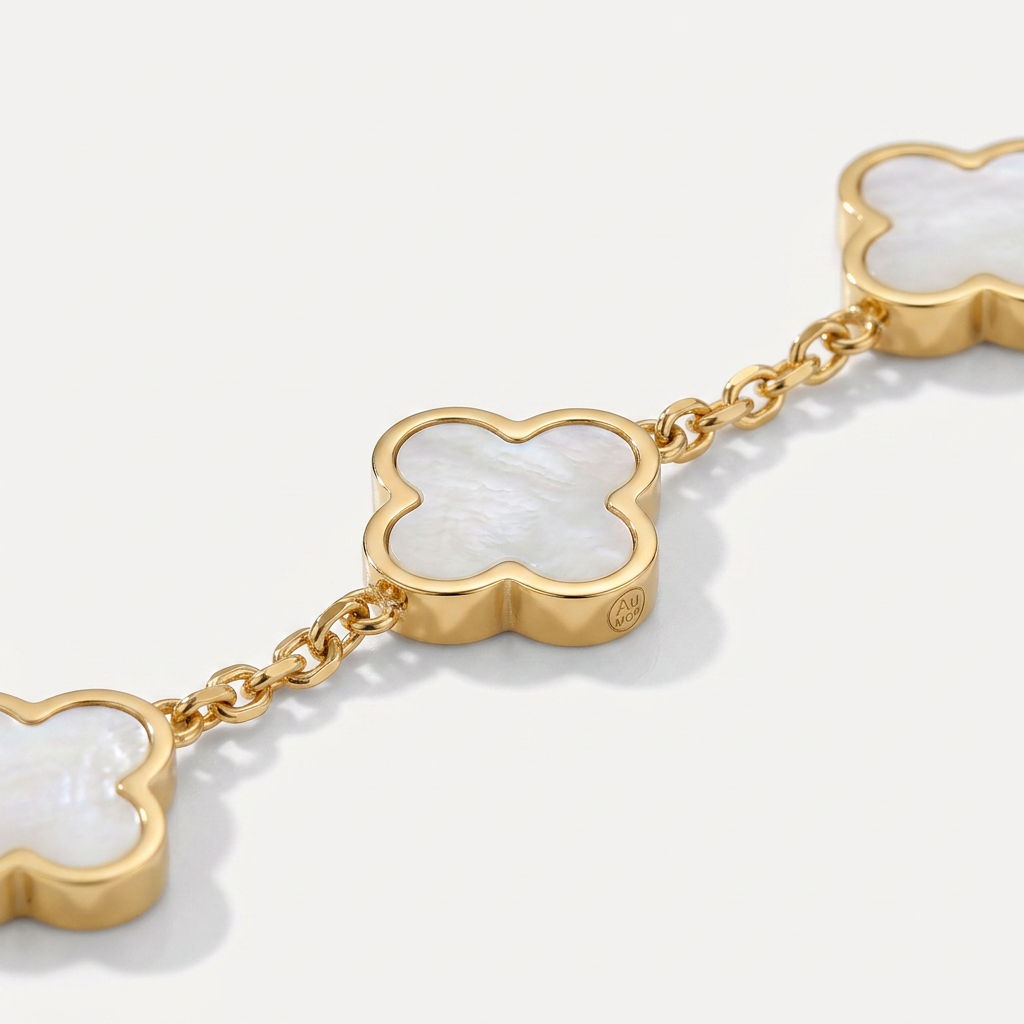 Clover Bracelet with Shell Stone Charms