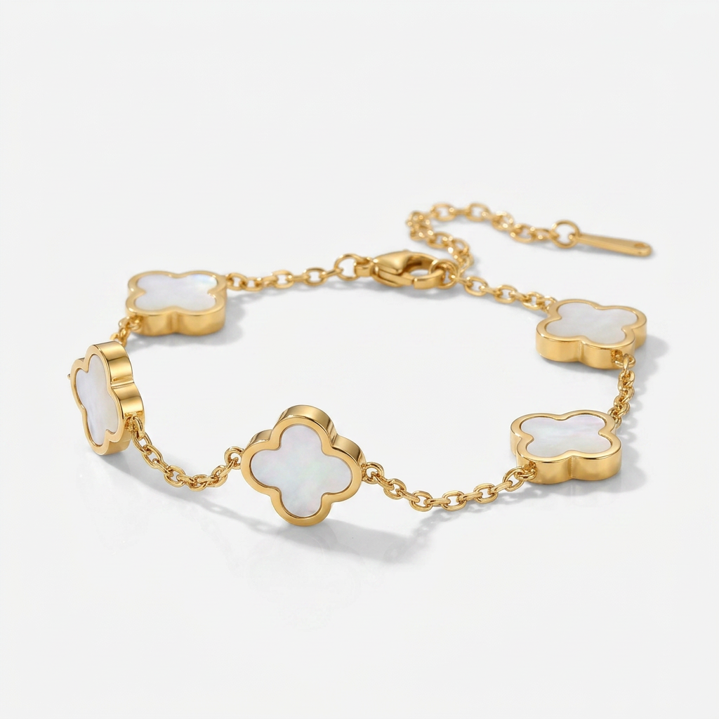 Clover Bracelet with Shell Stone Charms