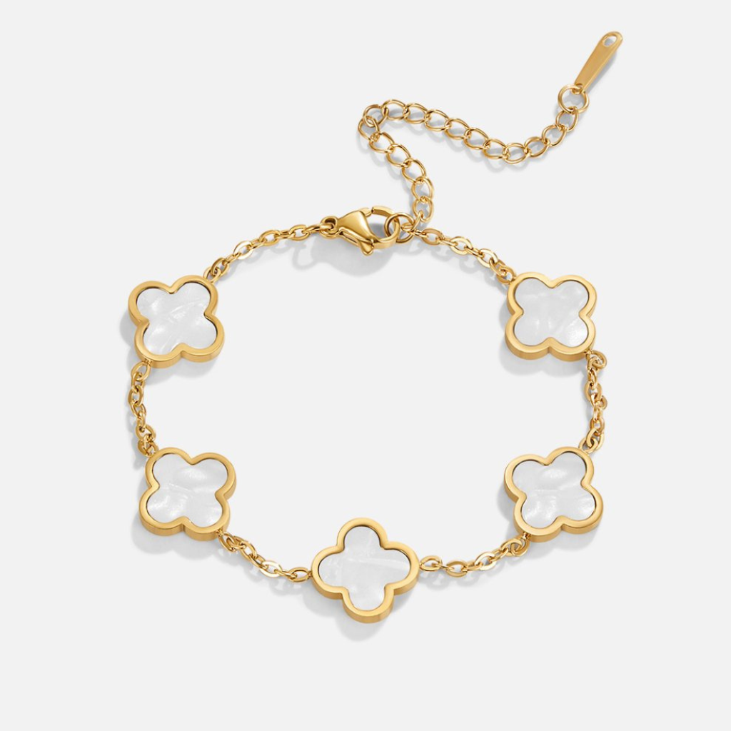 Clover Bracelet with Shell Stone Charms