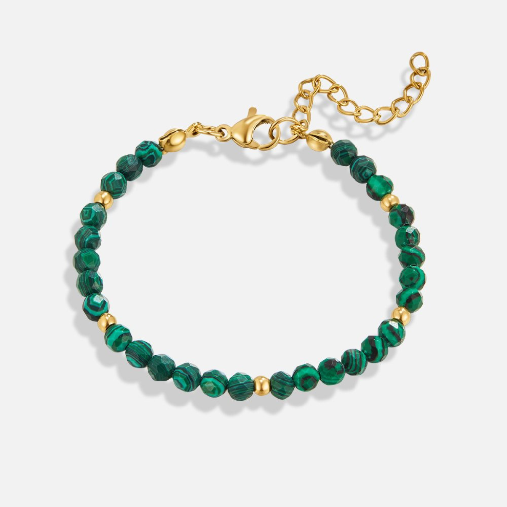 Gold Plated Bracelet with Green Crystal Beads