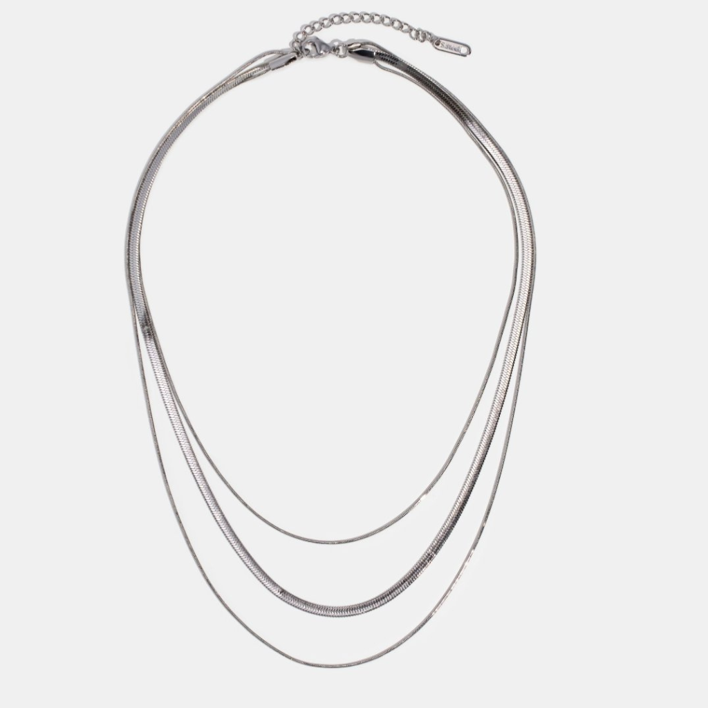 Multi Layer Chain Necklace with Snake Chain Detail