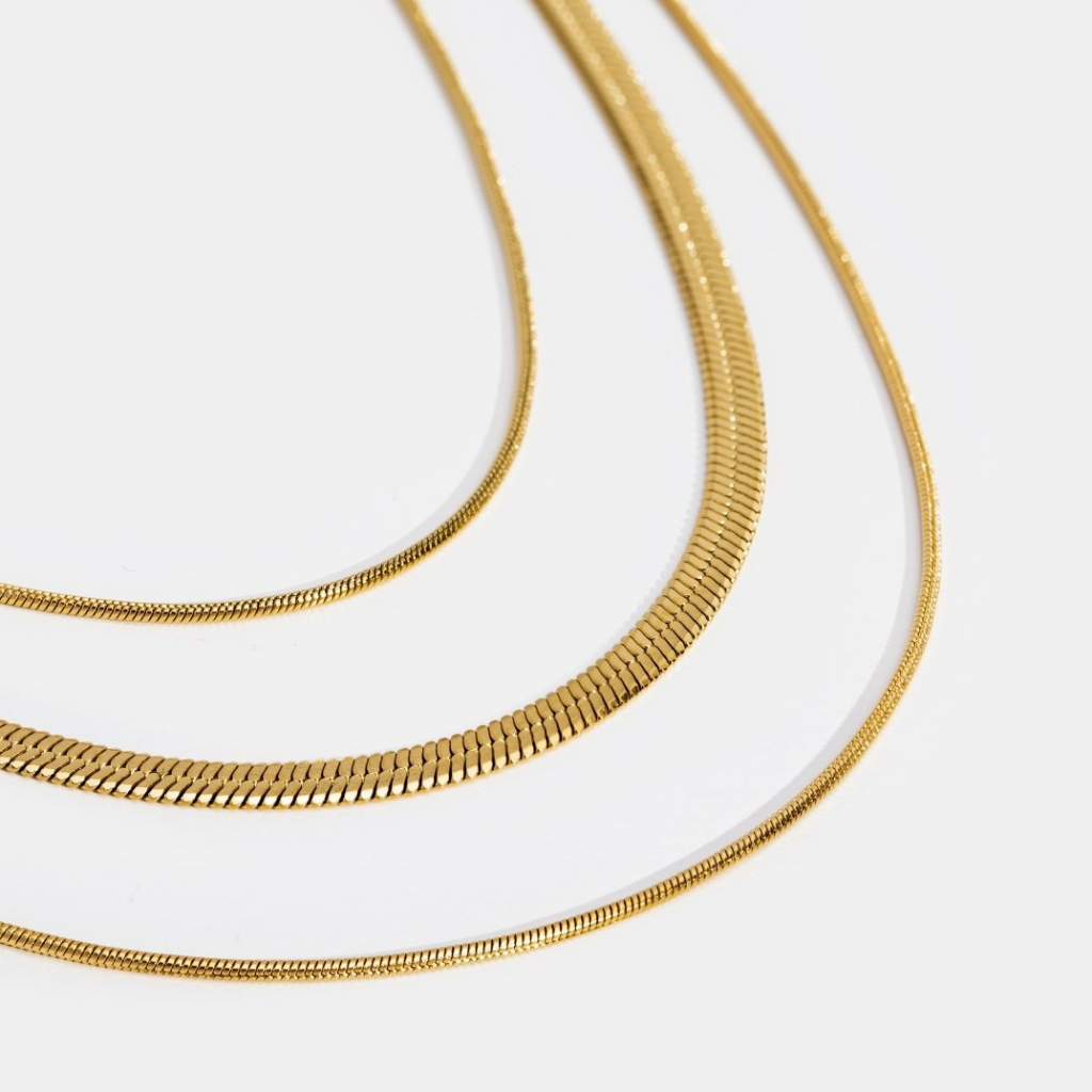 Multi Layer Chain Necklace with Snake Chain Detail