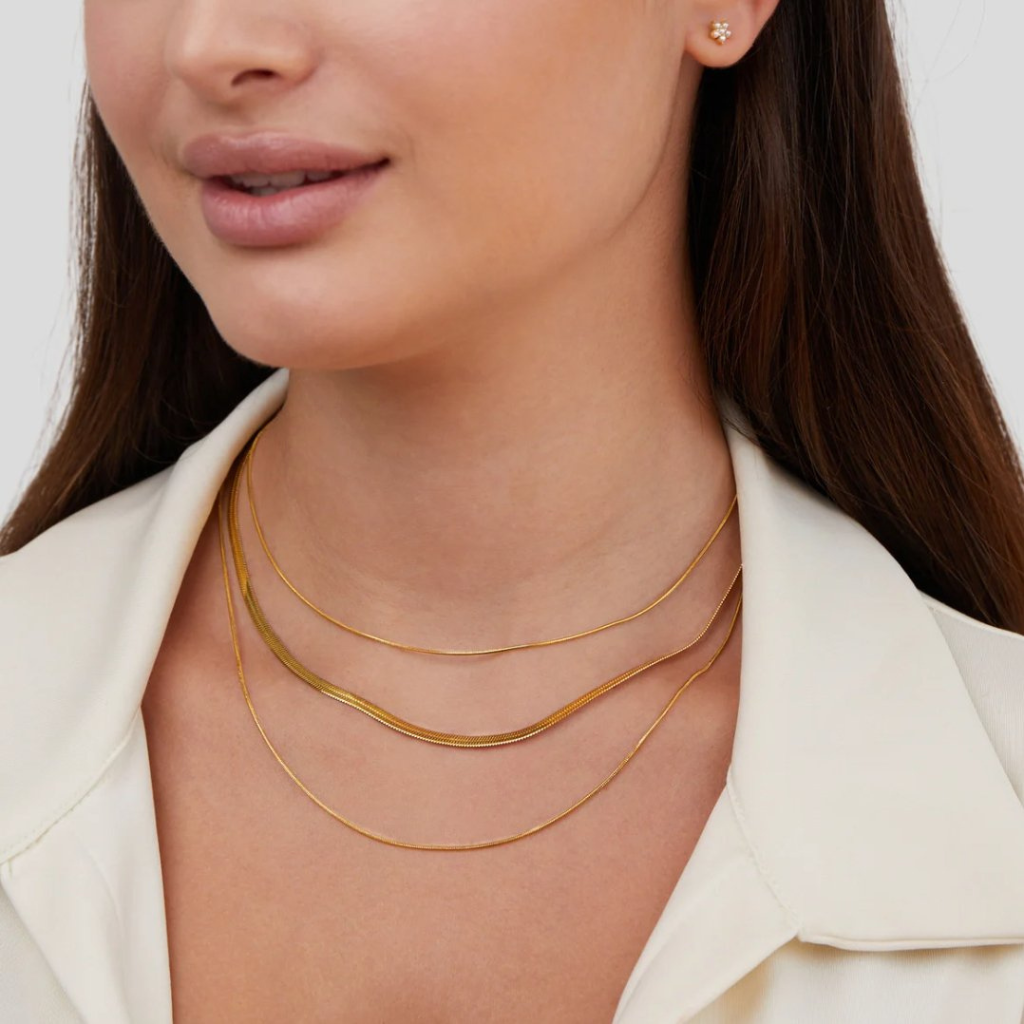 Multi Layer Chain Necklace with Snake Chain Detail