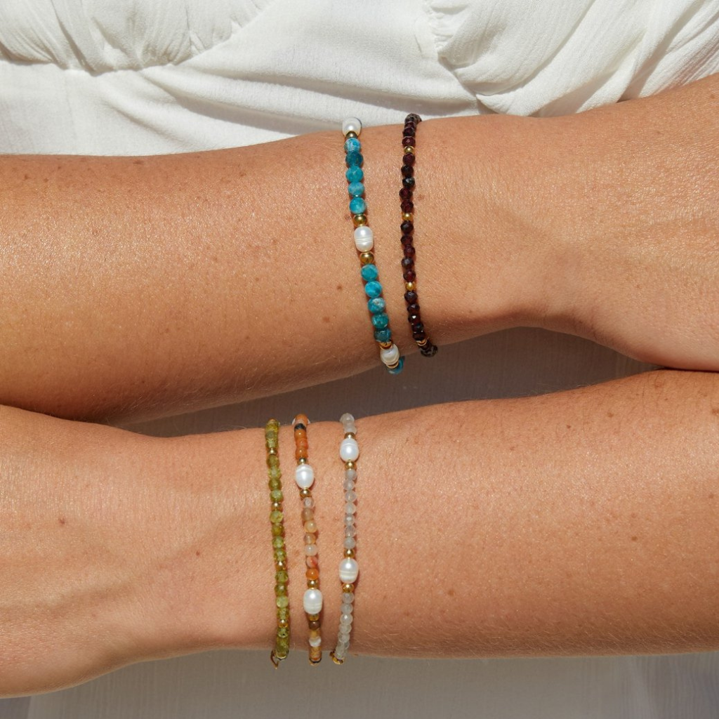 Gold Plated Bracelet with Peridot Beads