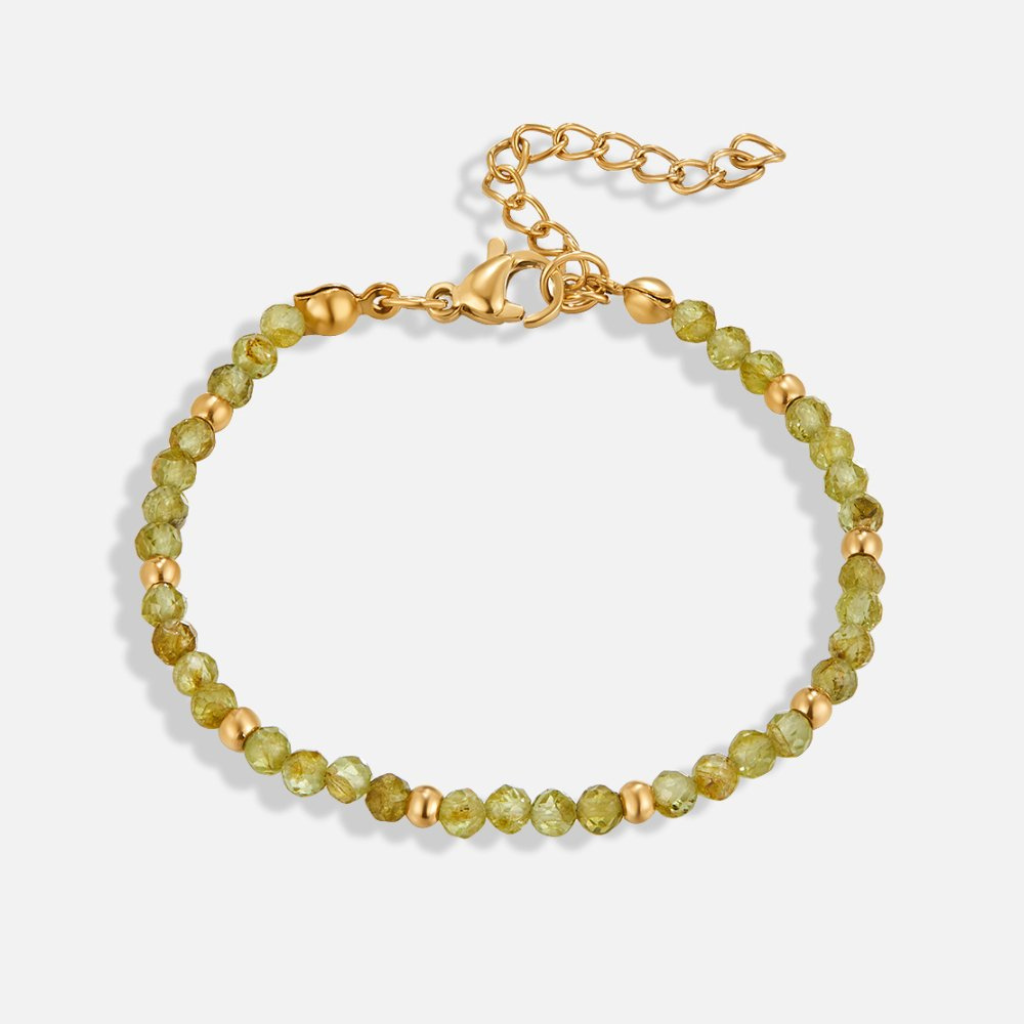 Gold Plated Bracelet with Peridot Beads