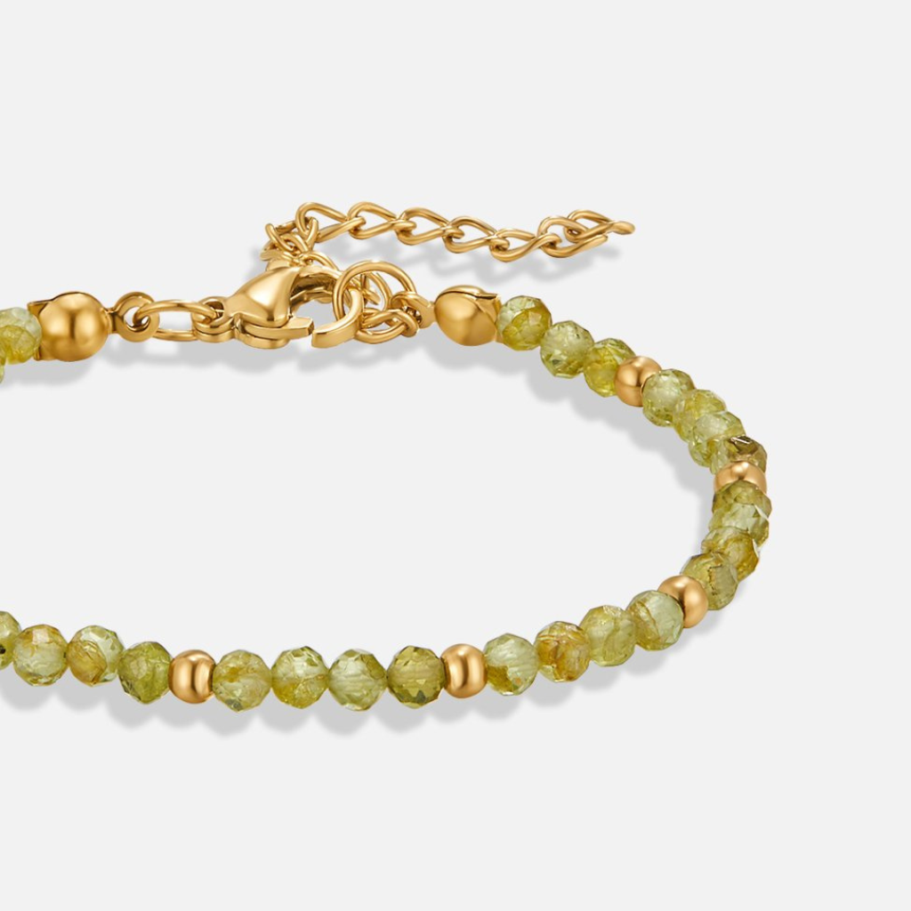 Gold Plated Bracelet with Peridot Beads