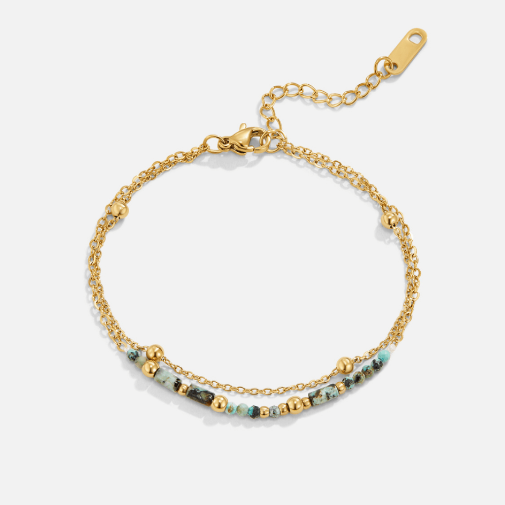 Gold Plated Bracelet with Natural Crystal Beads
