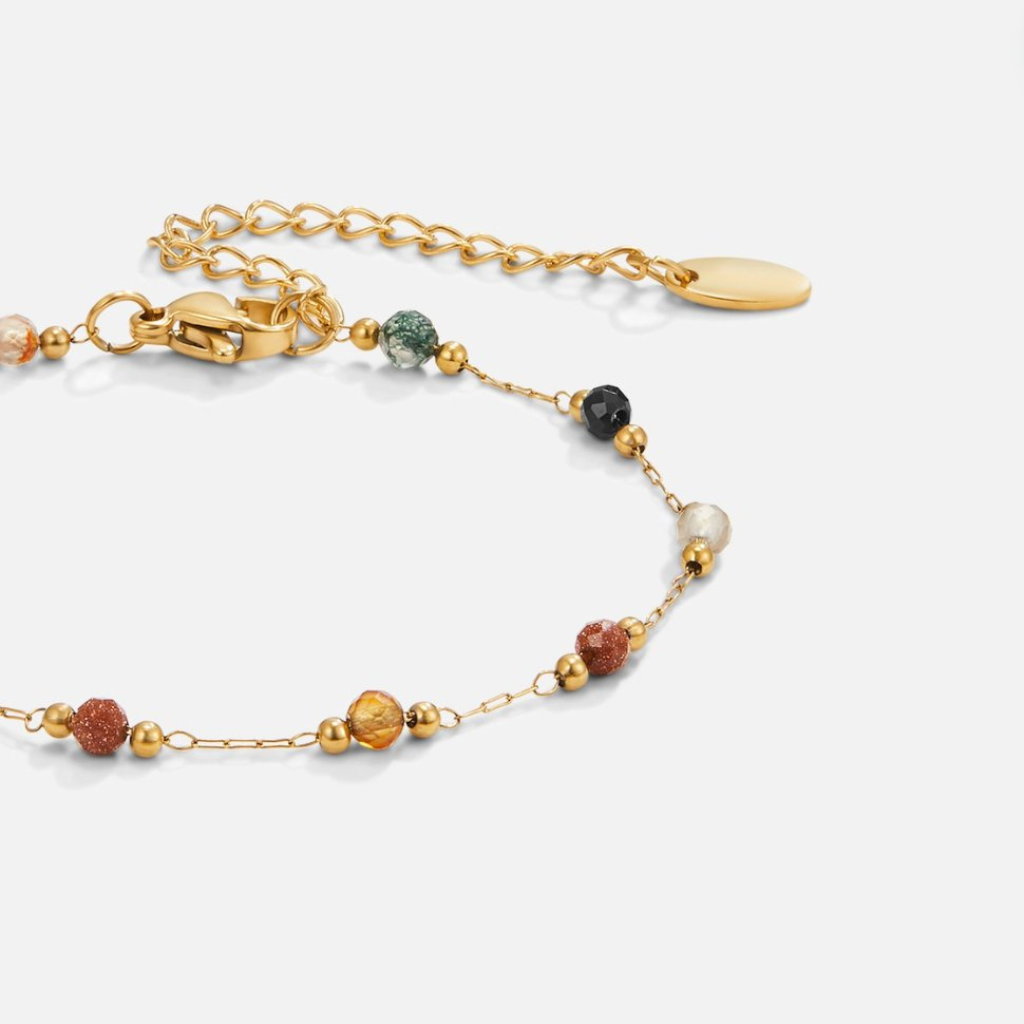 Adjustable Bracelet with Mixed Natural Crystal Beads
