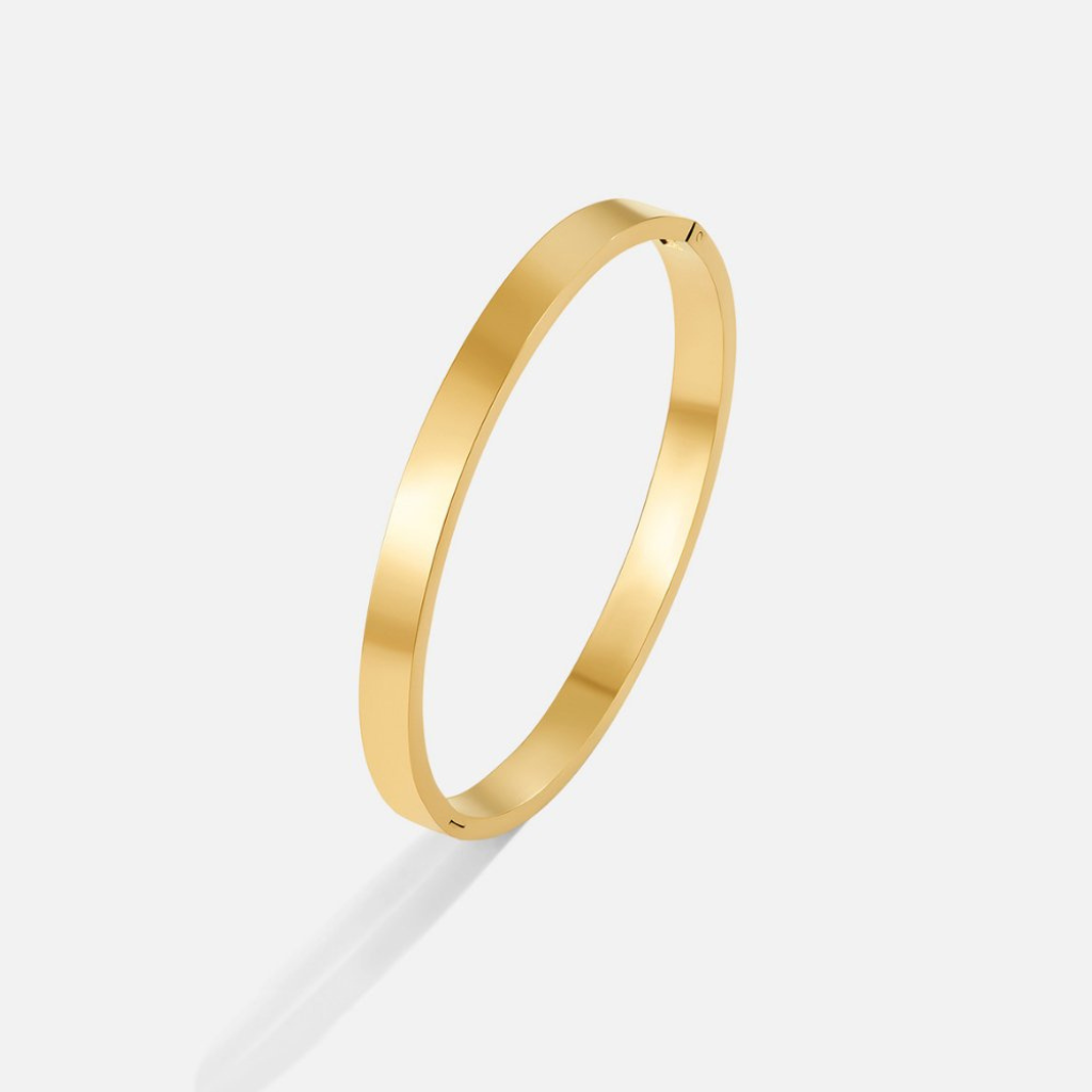 Gold Bangle Bracelet with Smooth Polished Finish