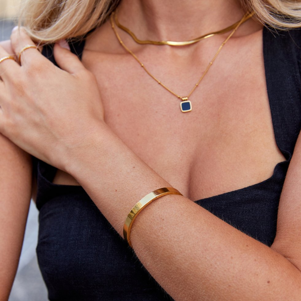 Gold Bangle Bracelet with Smooth Polished Finish