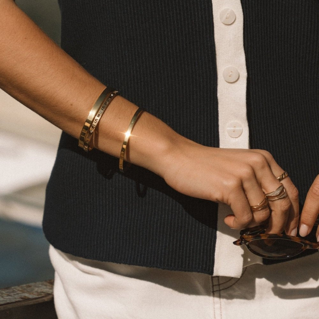 Gold Bangle Bracelet with Smooth Polished Finish