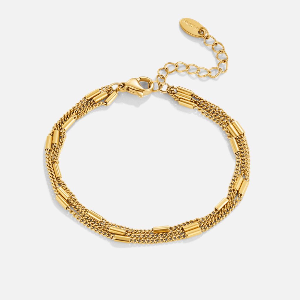 Gold Layered Bracelet with Triple Chain Design