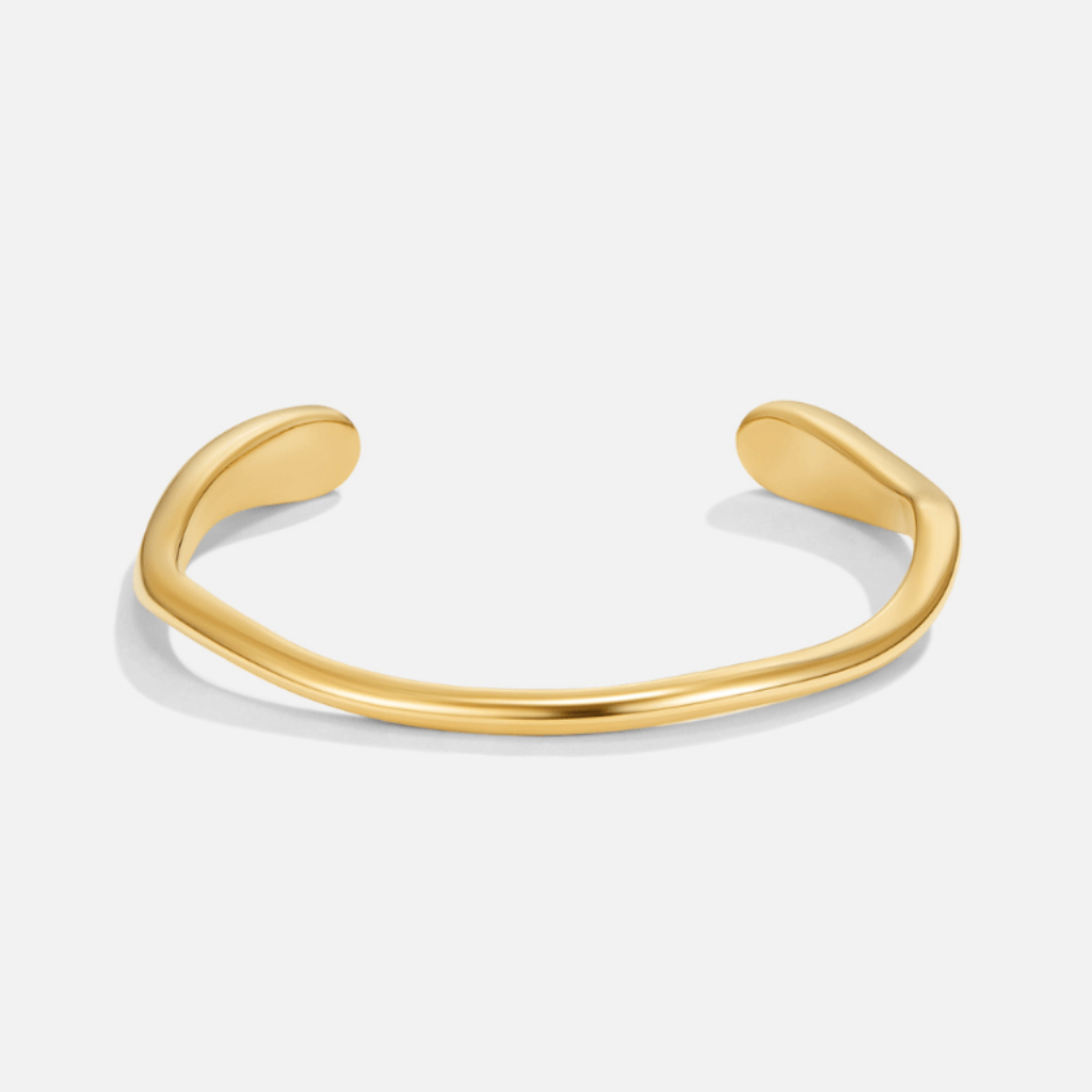 Gold Bangle Bracelet with Smooth Polished Band