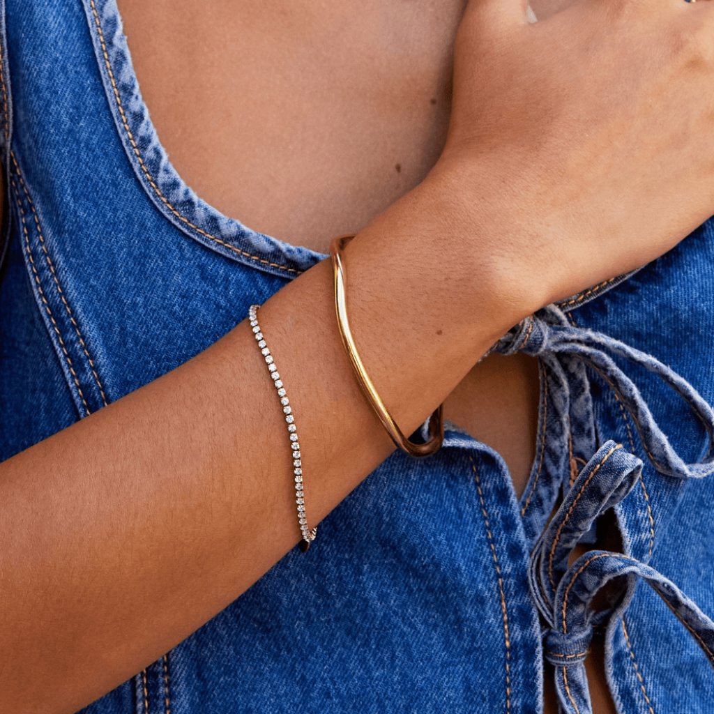 Gold Bangle Bracelet with Smooth Polished Band