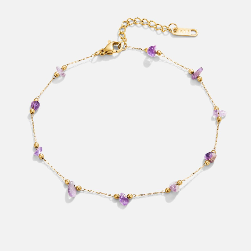 Anklet with Amethyst Stone and Beads