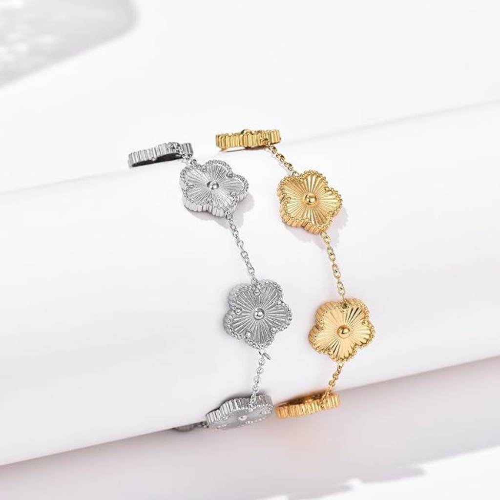Clover Charm Bracelet with Double Sided Design