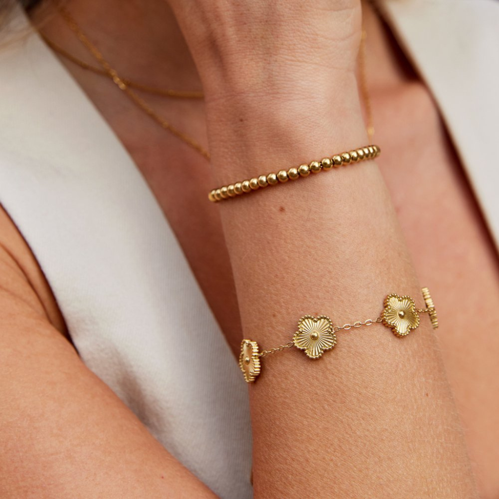 Clover Charm Bracelet with Double Sided Design