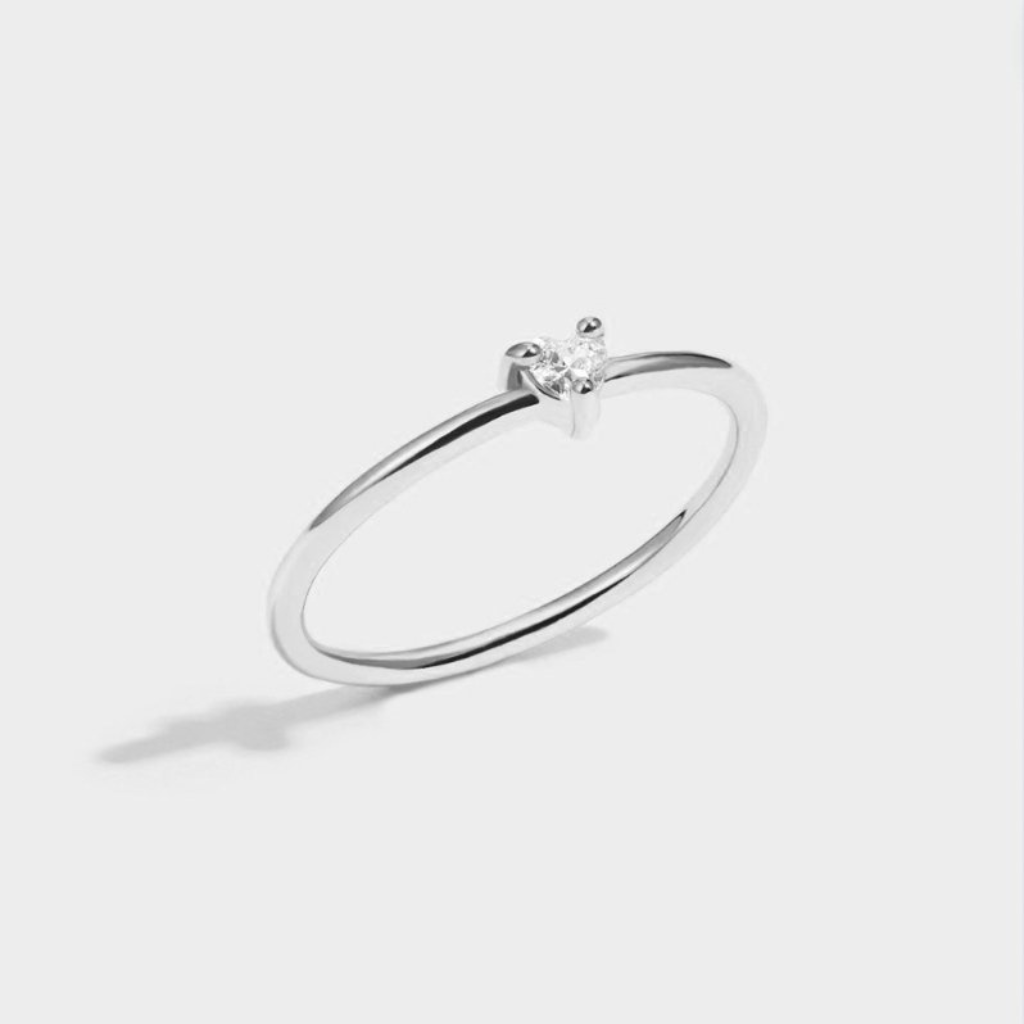 Heart Crystal Ring with Minimal Slim Band