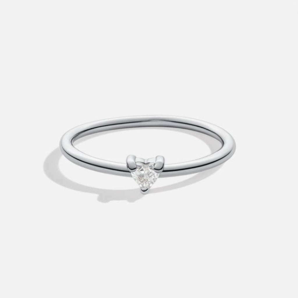 Heart Crystal Ring with Minimal Slim Band