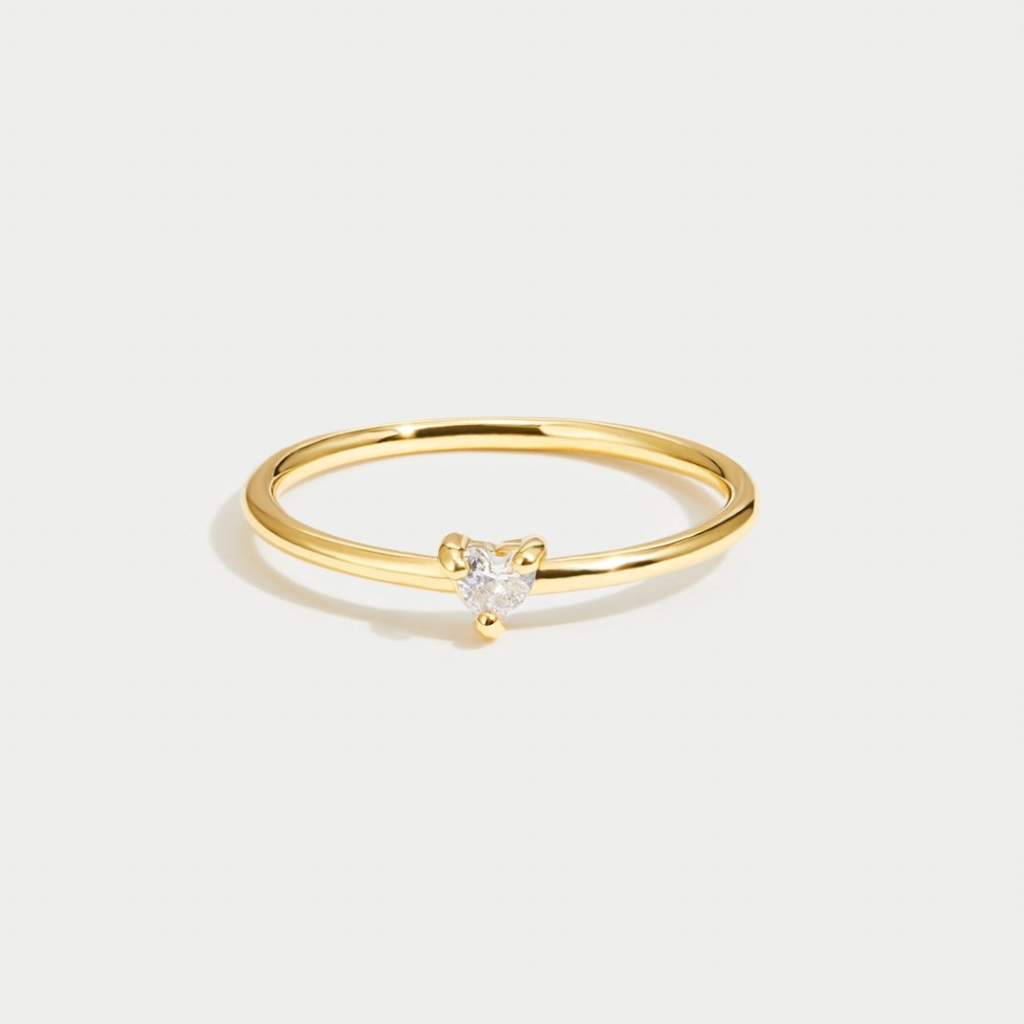 Heart Crystal Ring with Minimal Slim Band