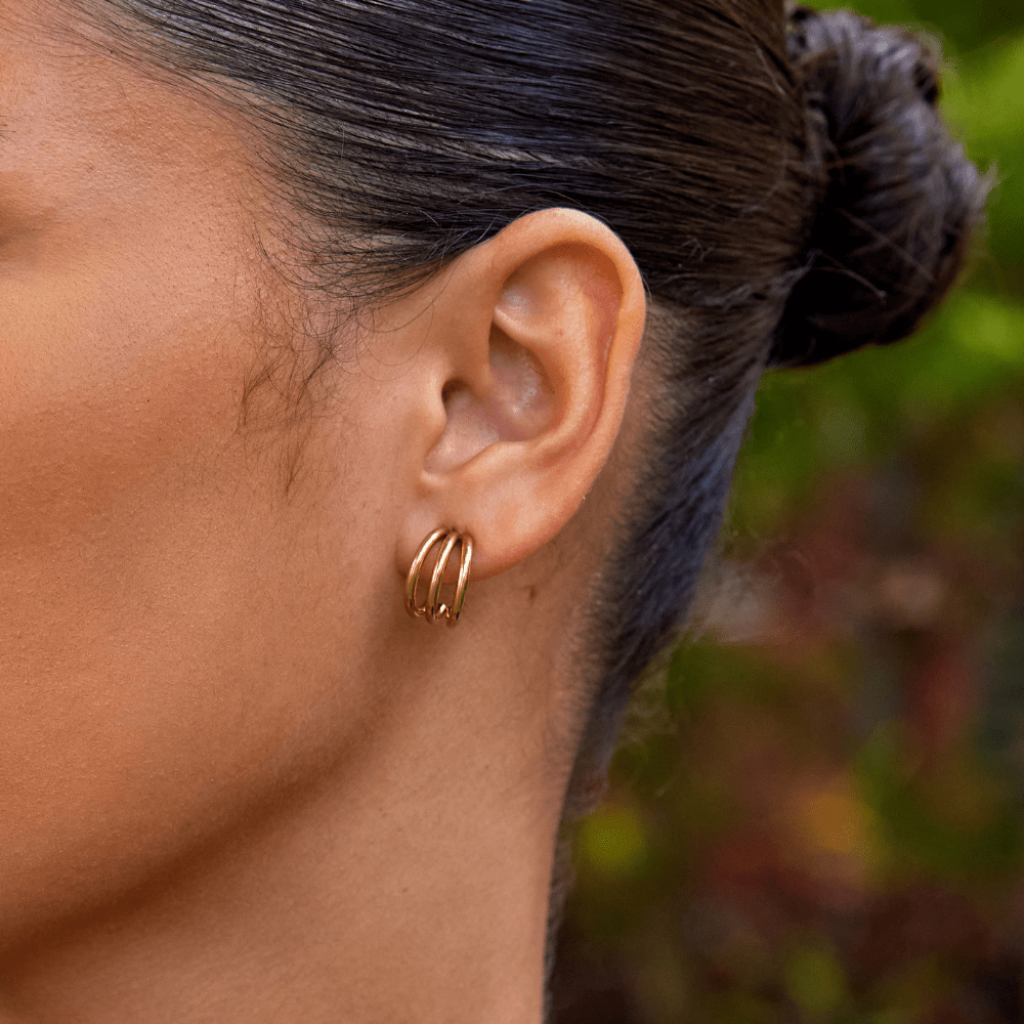Hoop Earrings with Triple Band Design