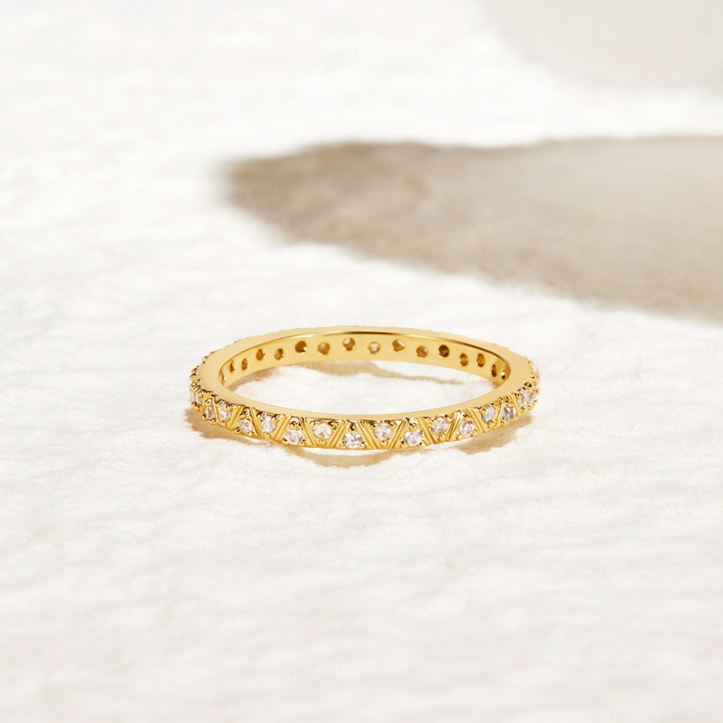 Gold Plated Band Ring with Crystal Detail